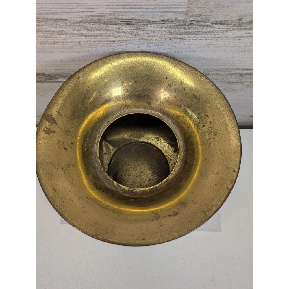 Vintage Brass Spittoon Cuspidor Made In England Round Bowl Pot‎ Decor Display